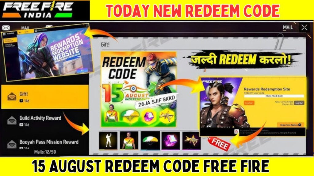 15 August Redeem Code Free Fire 