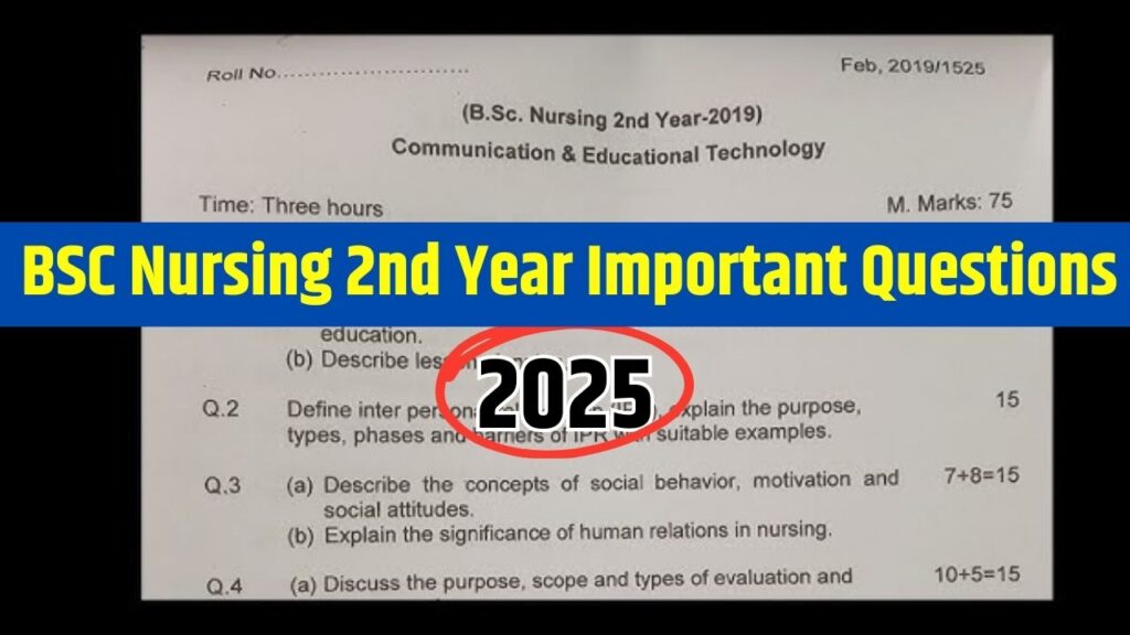 BSC Nursing 2nd Year Important Questions 2025