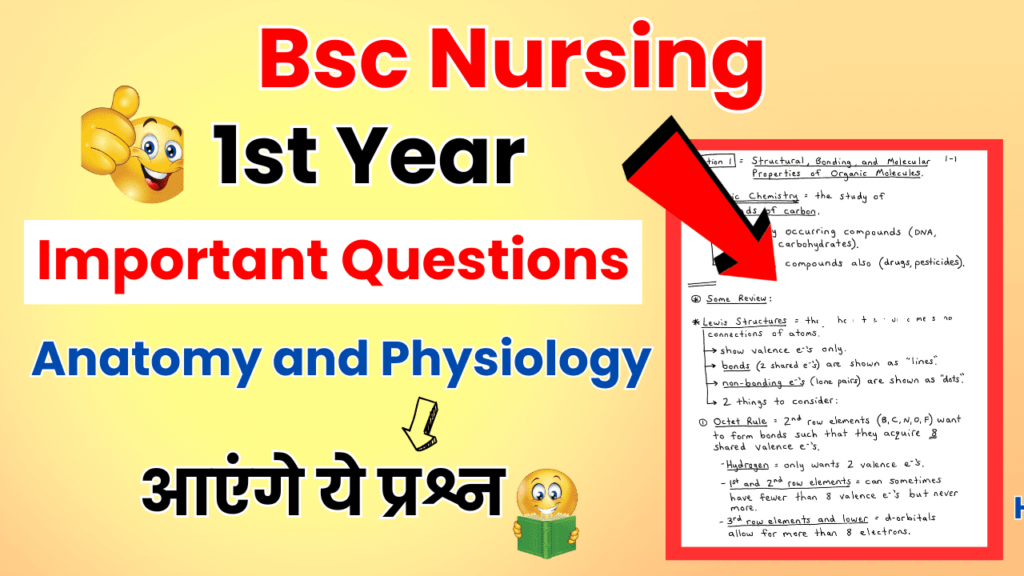 Bsc Nursing 1st Year Anatomy and Physiology Important Questions