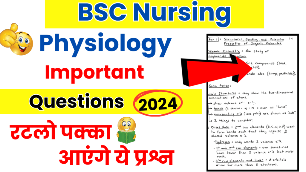 Bsc Nursing Physiology important Questions 