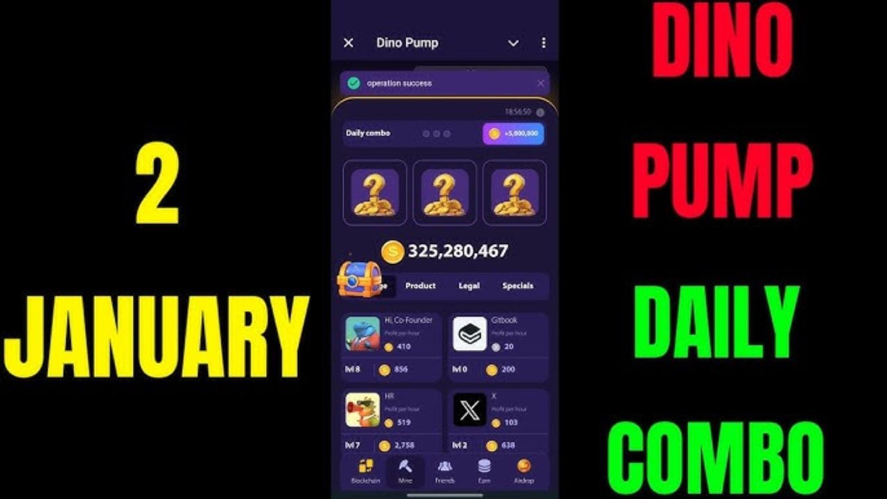 Dino Pump Daily Combo 2 January