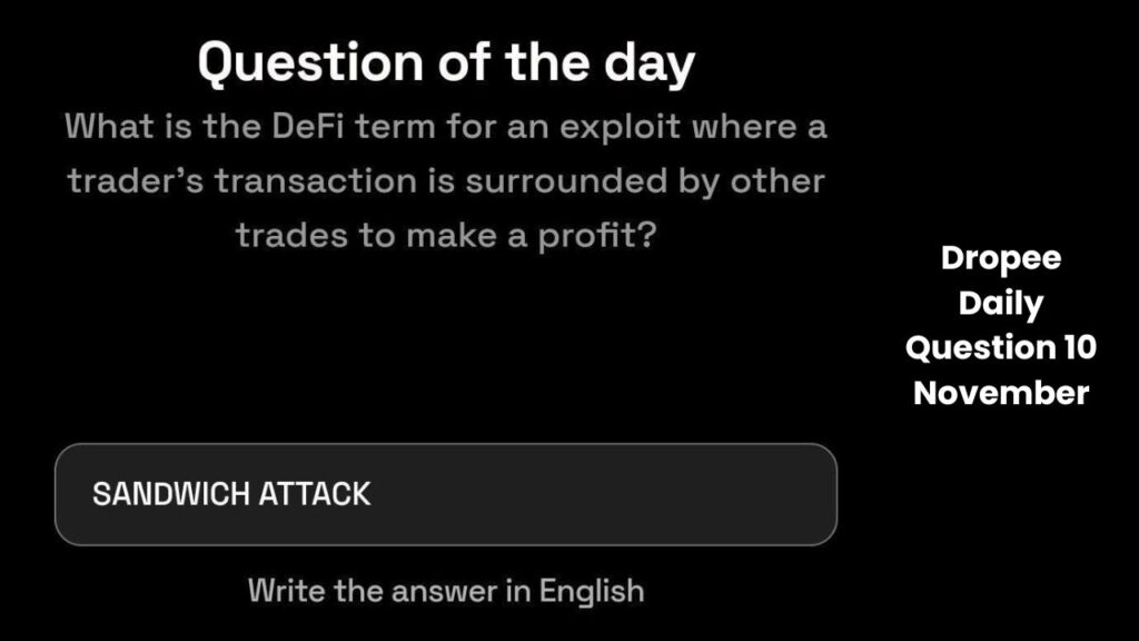 Dropee Daily Question 10 November