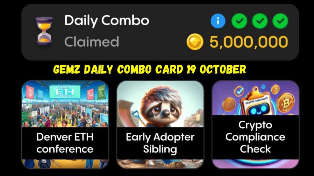 Gemz Daily combo Card 19 October