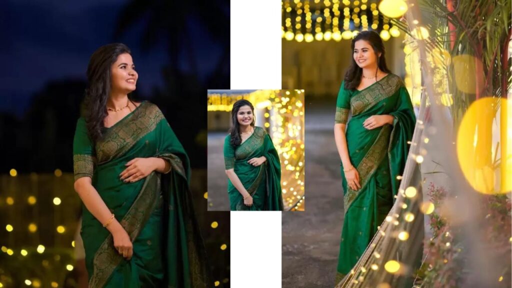 Green saree caption for instagram