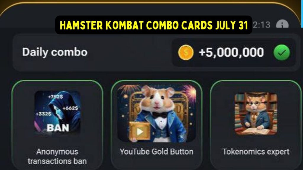 Hamster kombat Combo cards July 31