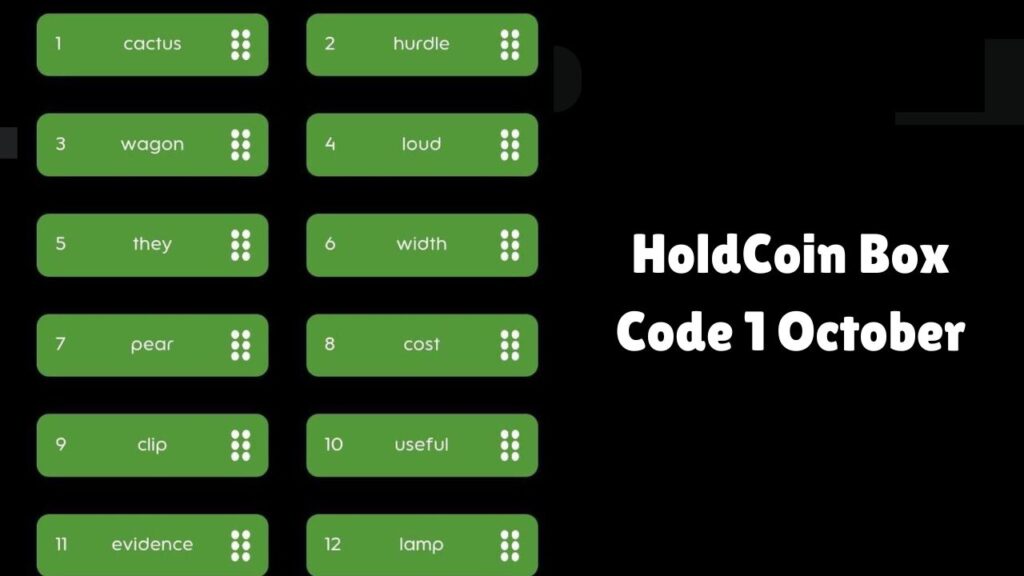 HoldCoin Box Code 1 October