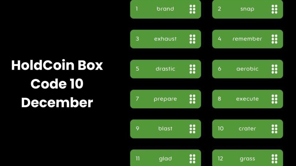 HoldCoin Box Code 10 December