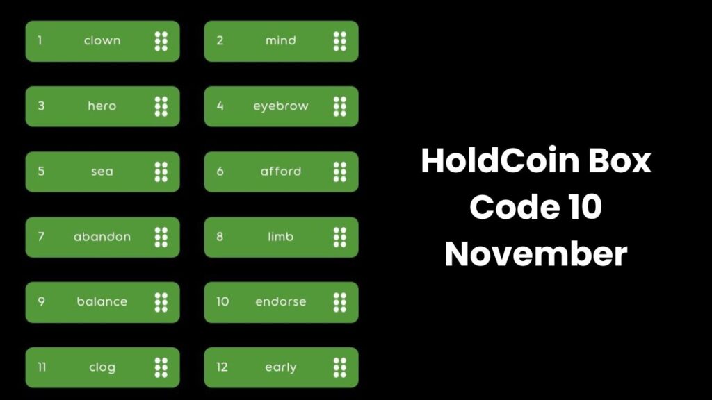 HoldCoin Box Code 10 November