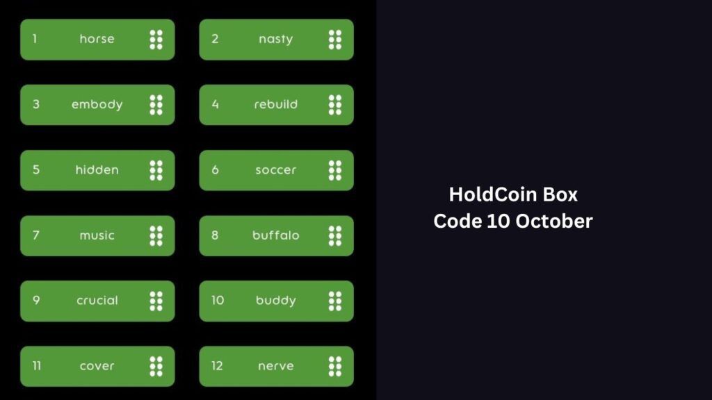 HoldCoin Box Code 10 October