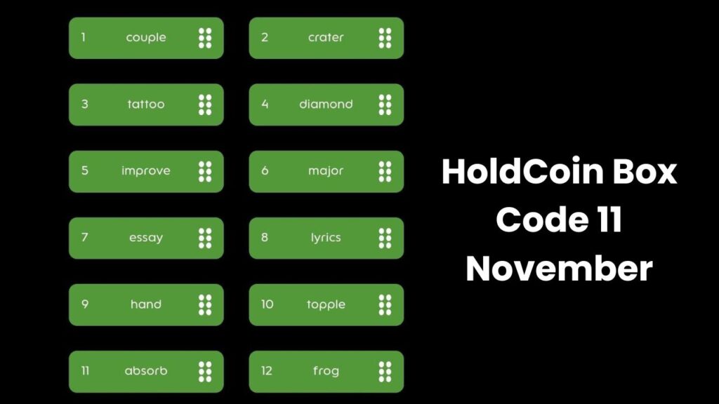 HoldCoin Box Code 11 November