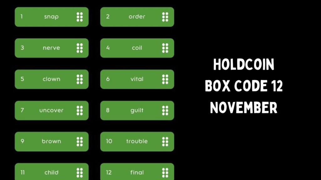 HoldCoin Box Code 12 November