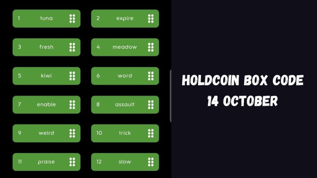 HoldCoin Box Code 14 October