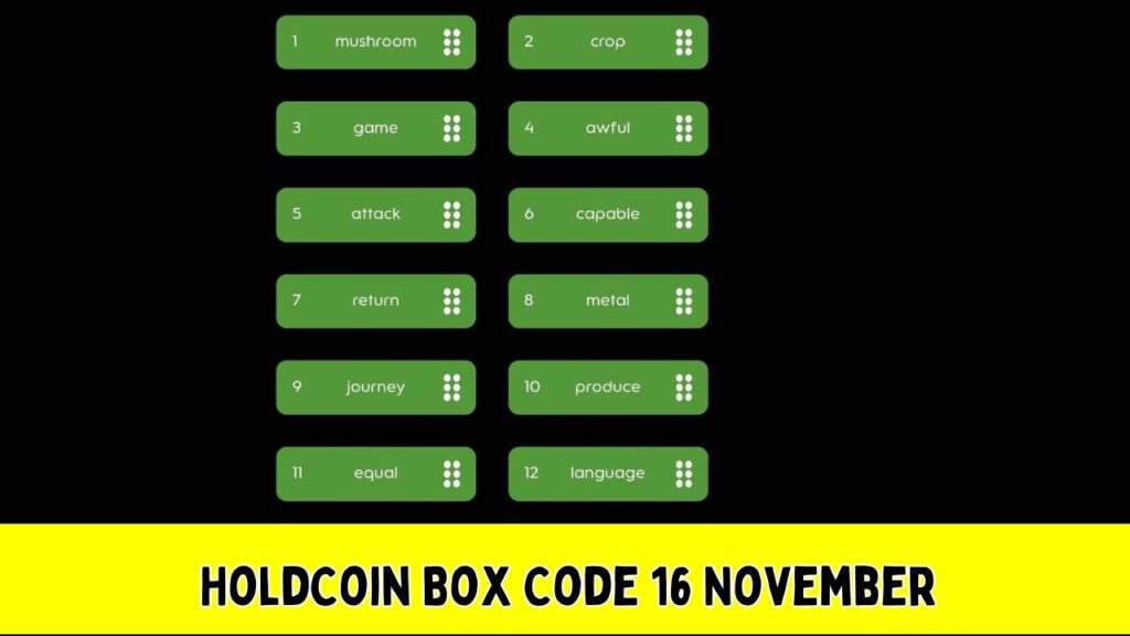 HoldCoin Box Code 16 November