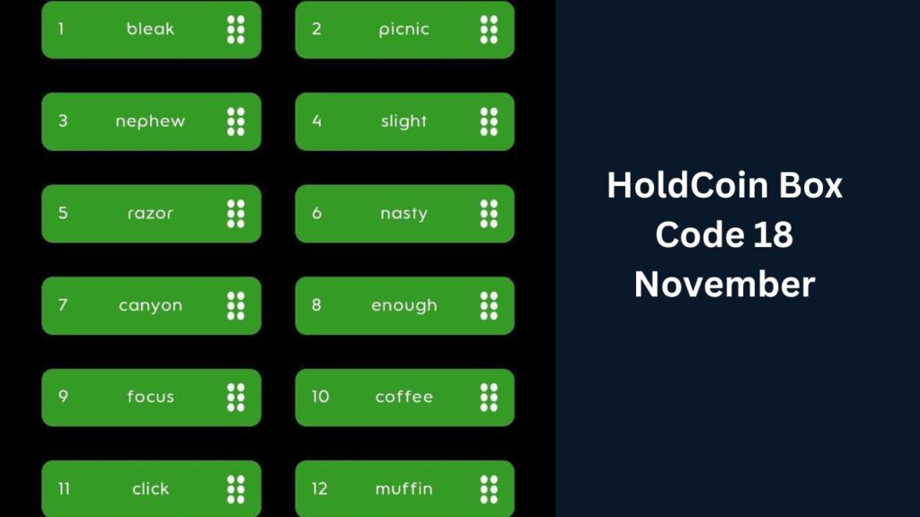 HoldCoin Box Code 18 November