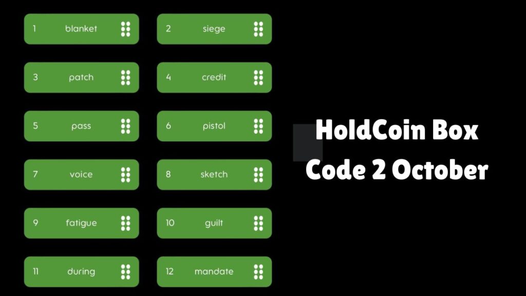 HoldCoin Box Code 2 October