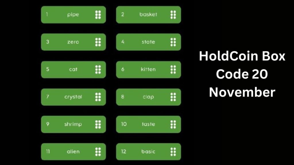 HoldCoin Box Code 20 November