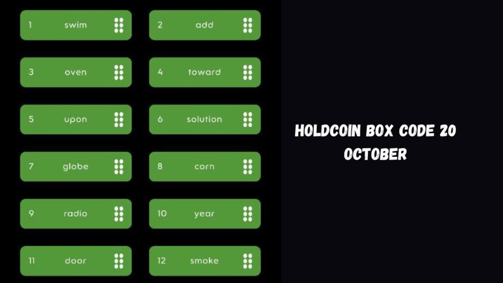 HoldCoin Box Code 20 October