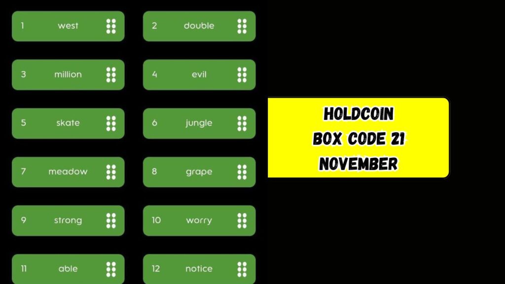 HoldCoin Box Code 21 November