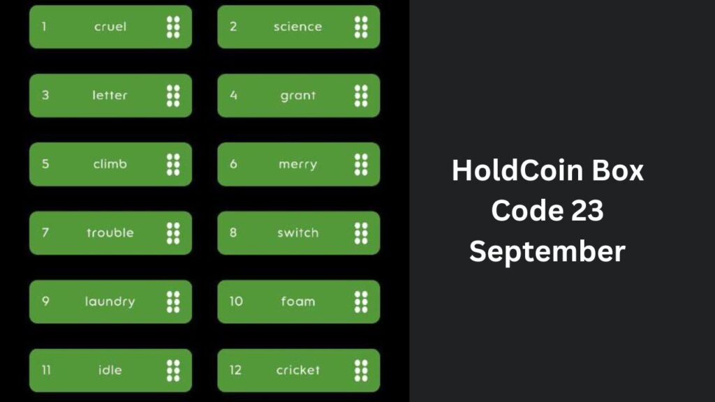 HoldCoin Box Code 23 September