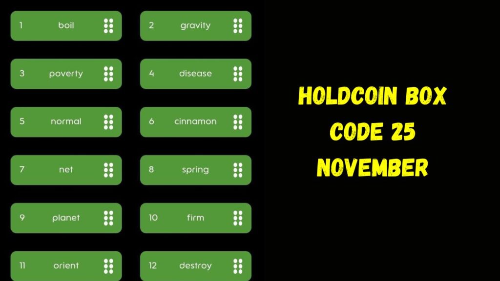 HoldCoin Box Code 25 November