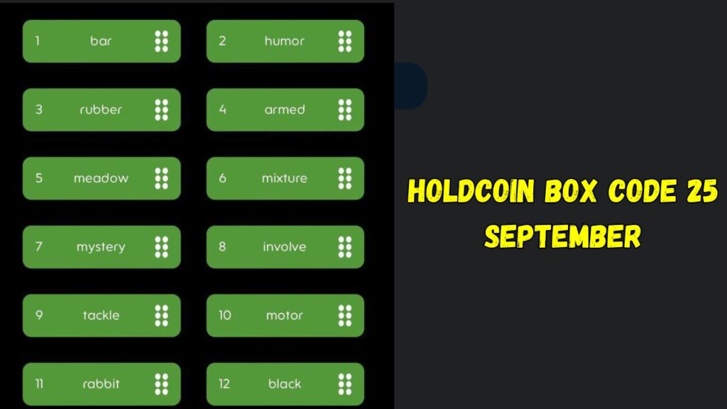 HoldCoin Box Code 25 September