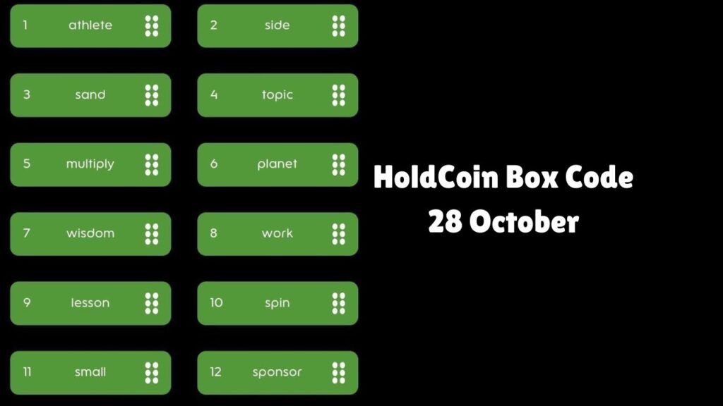 HoldCoin Box Code 28 October