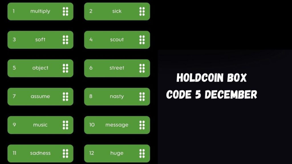 HoldCoin Box Code 5 December