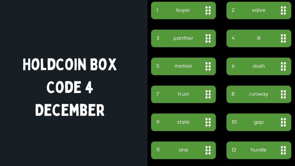 HoldCoin Box Code 4 December