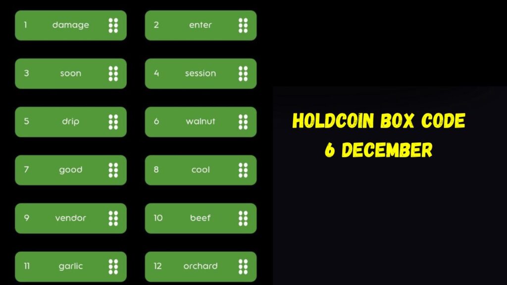 HoldCoin Box Code 6 December