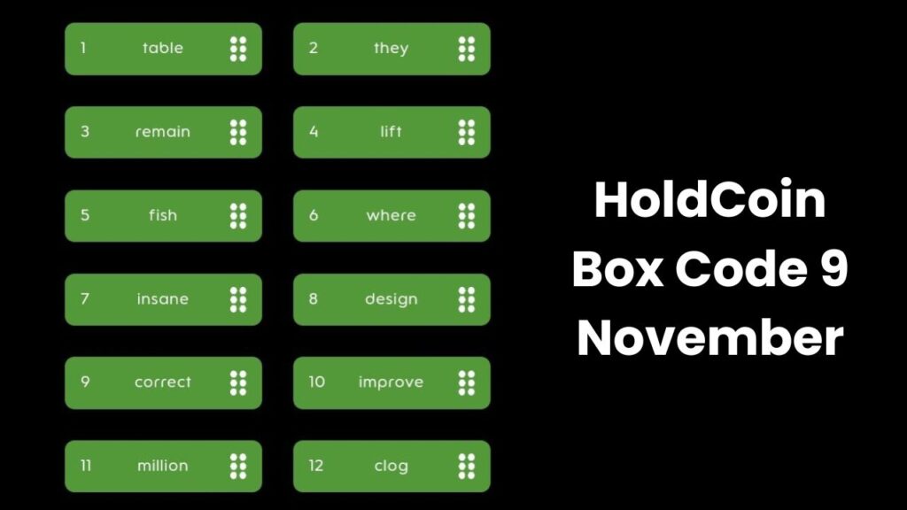 HoldCoin Box Code 9 November