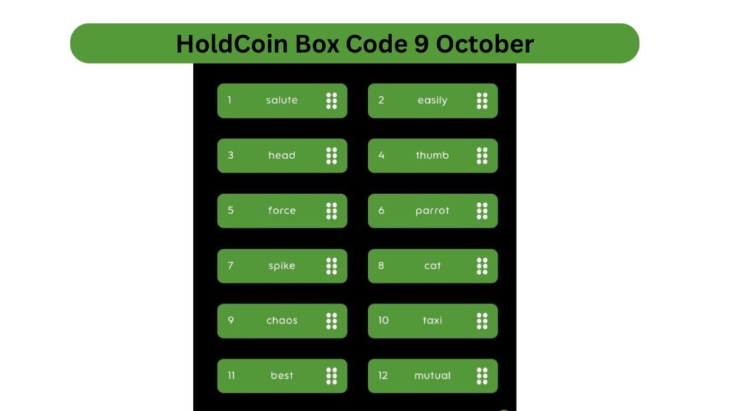 HoldCoin Box Code 9 October