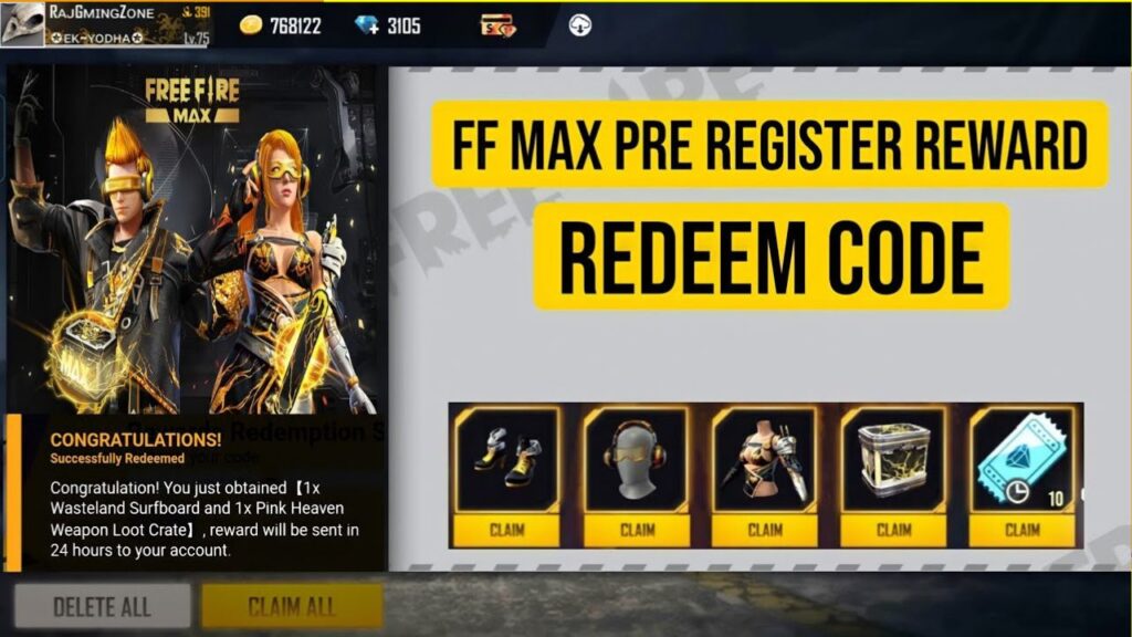 How to Claim Free fire Max redeem code today