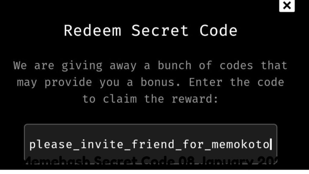 Memehash Secret Code 08 January 2025