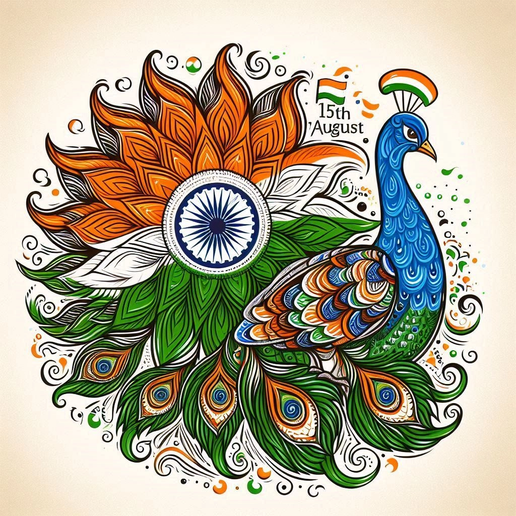 Peacock Motif Style 15 august rangoli