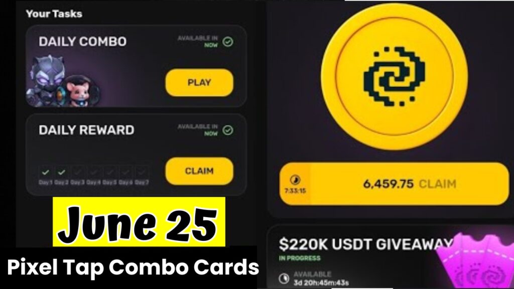 Pixel Tap Combo Cards June 25