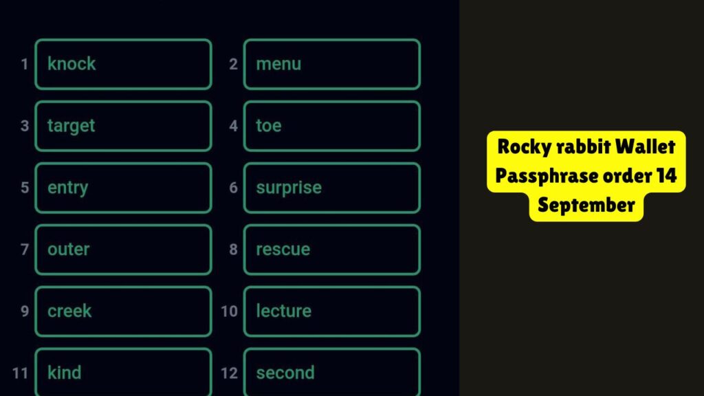 Rocky rabbit Wallet Passphrase order 14 September 