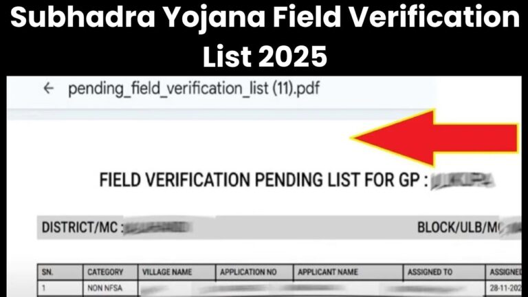 Subhadra Yojana Field Verification List 2025