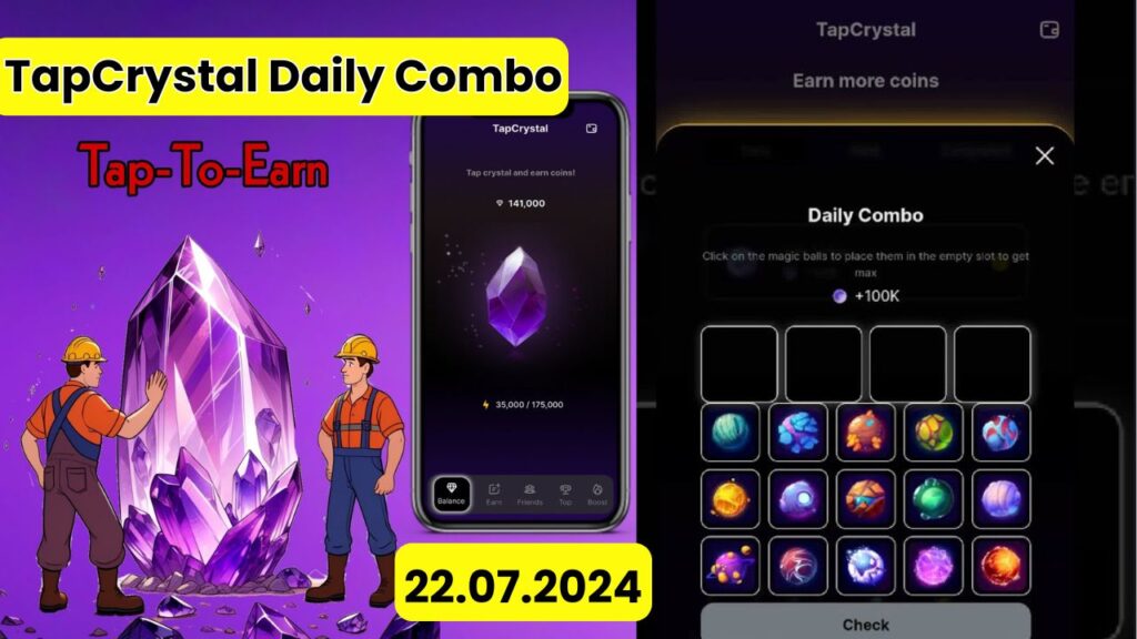 TapCrystal Daily Combo 22 July