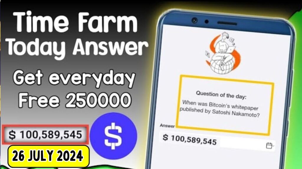 Time Farm Quiz Answer 26 July