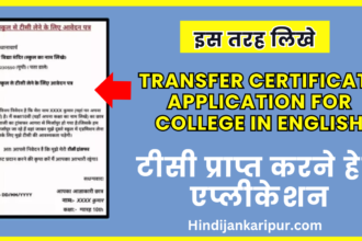 Transfer Certificate Application For College In English