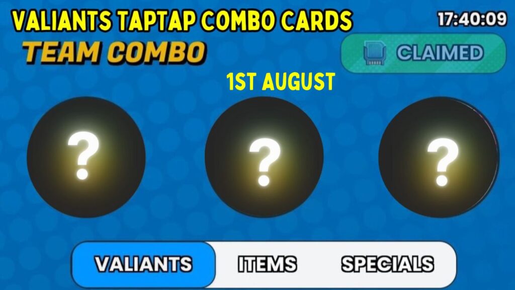 Valiants Combo Cards 1st August