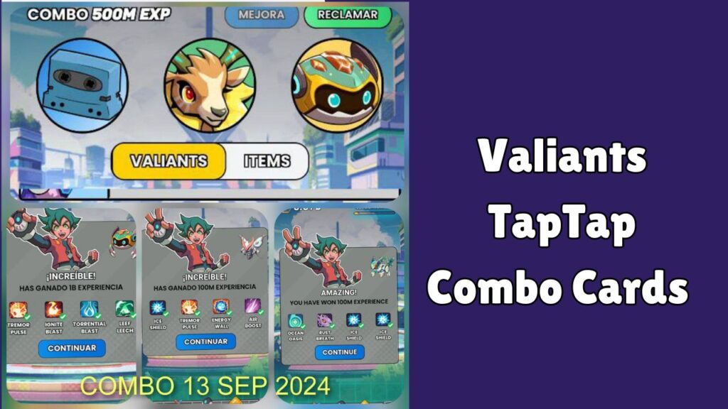 Valiants TapTap Combo Cards 13 September